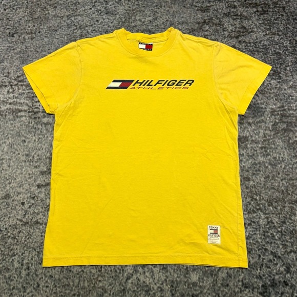 Tommy Hilfiger Other - Vintage 90s Tommy Hilfiger Athletics T Shirt Mens Medium Yellow Logo Graphic